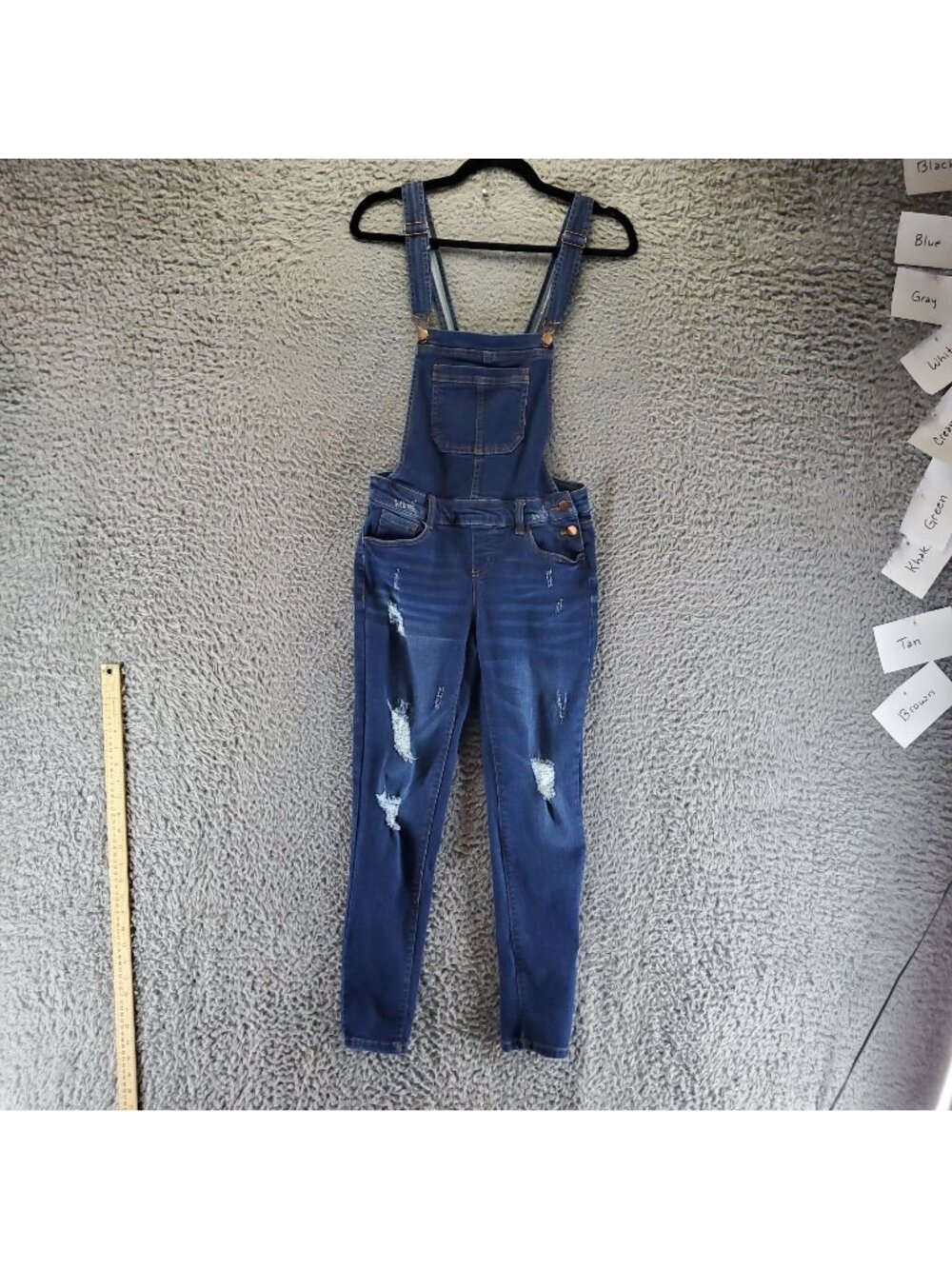 Wax Jean Overalls Womens Small Blue Distressed Denim Adjustable *Read*